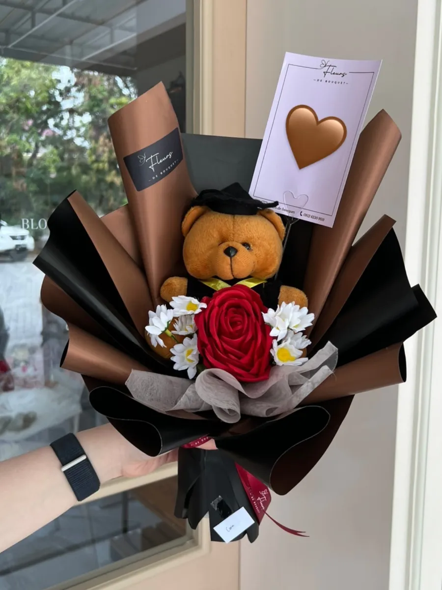 Teddy Single Rose Bouquet (S) | ARTIFICIAL FLOWER