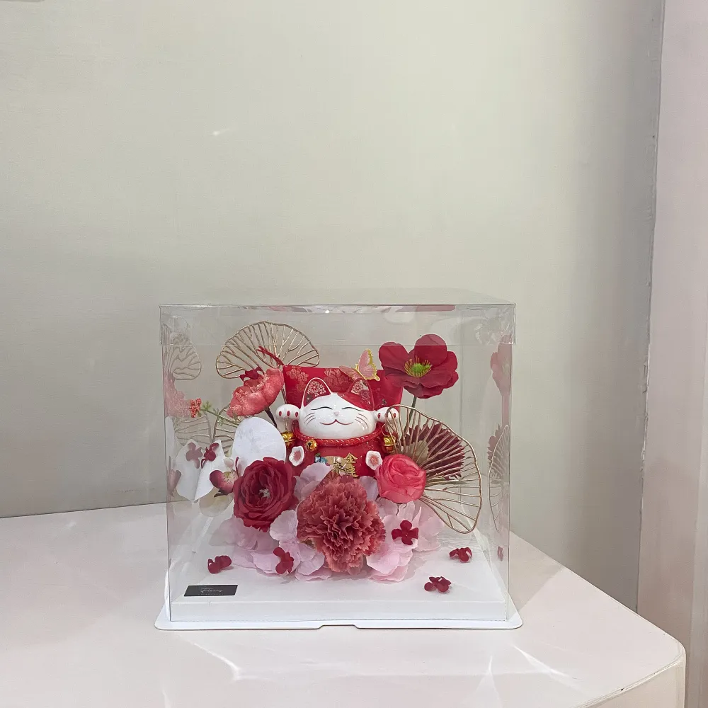 Large Lucky Cat Mika Box 25x26 cm | ARTIFICIAL FLOWER