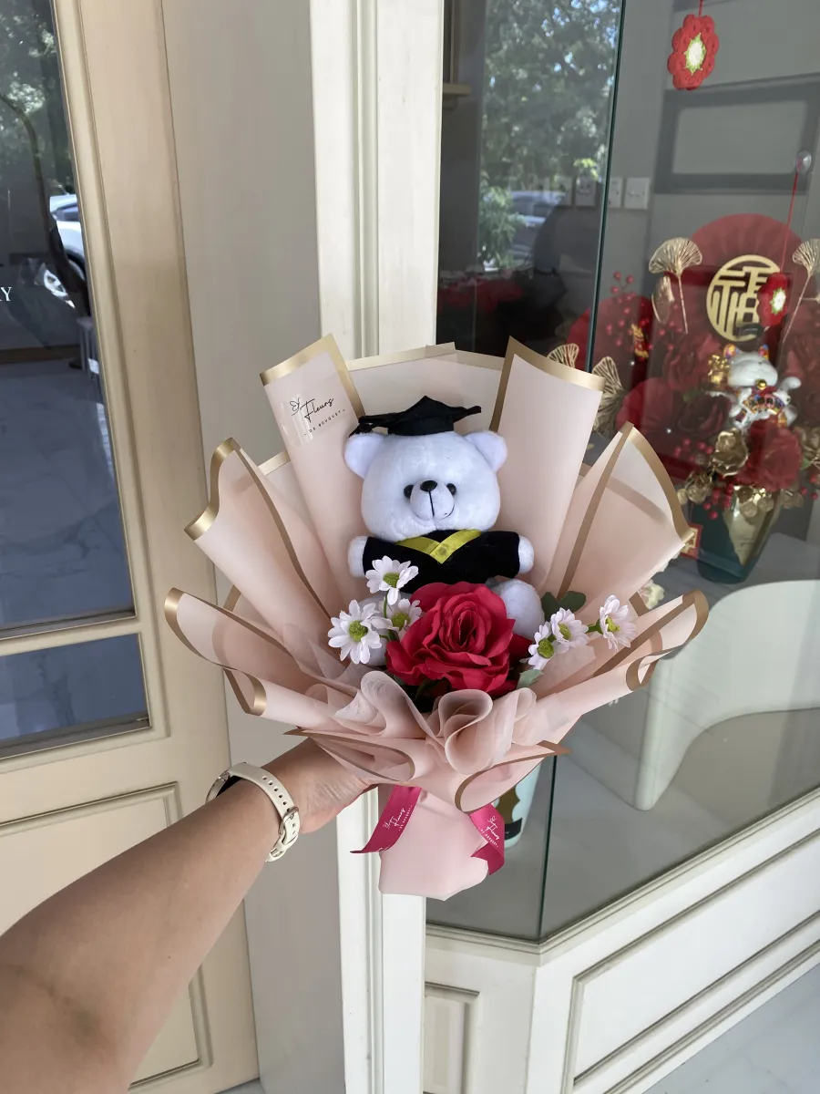 Teddy Single Rose Bouquet (S) | ARTIFICIAL FLOWER
