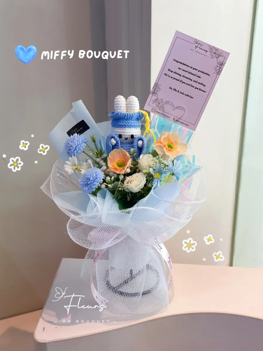 Crochet Miffy Bouquet | Artificial Flowers